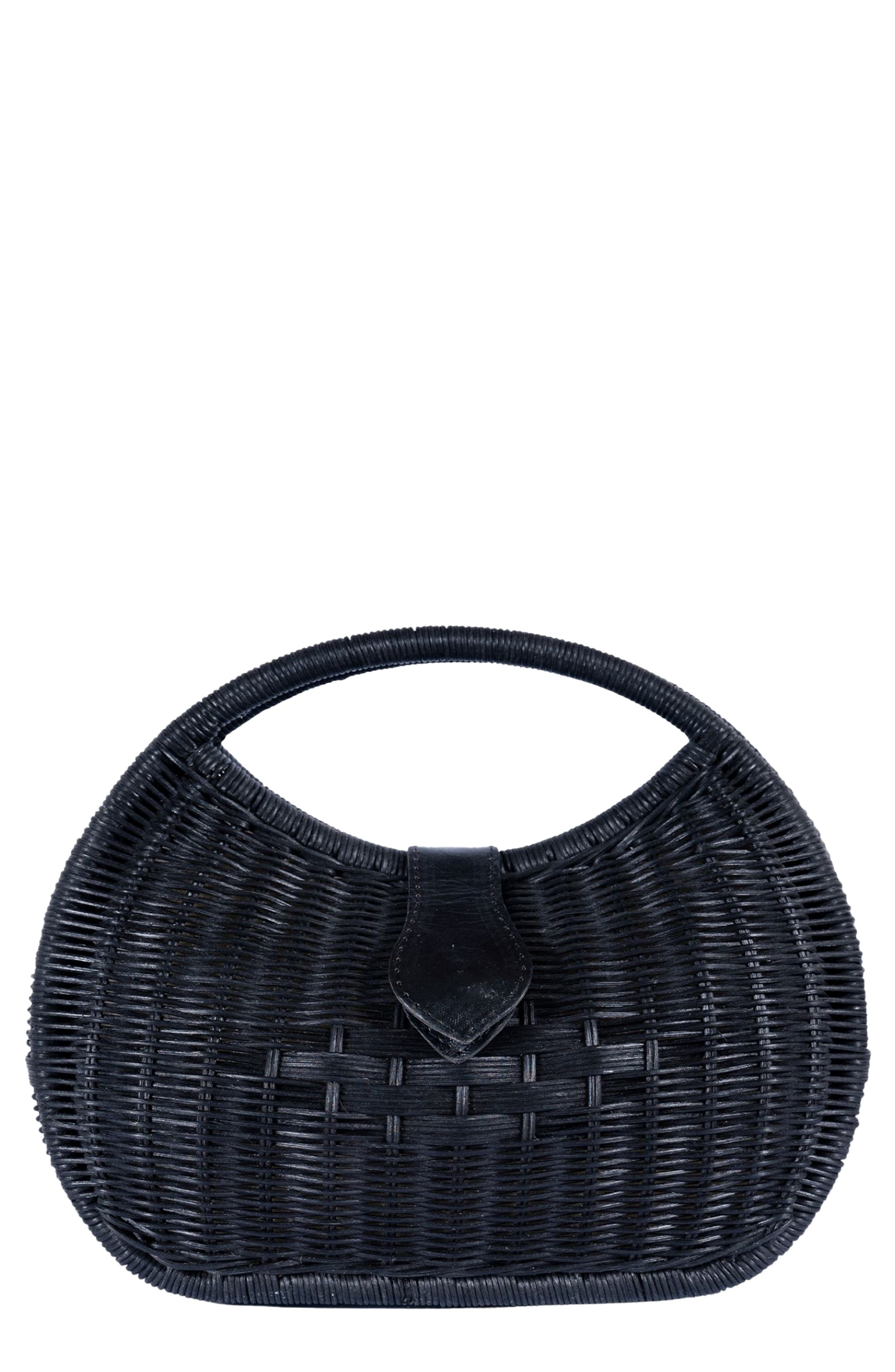 Jelavu Artemis Half Moon Rattan Hand Bag, Main, color, Black