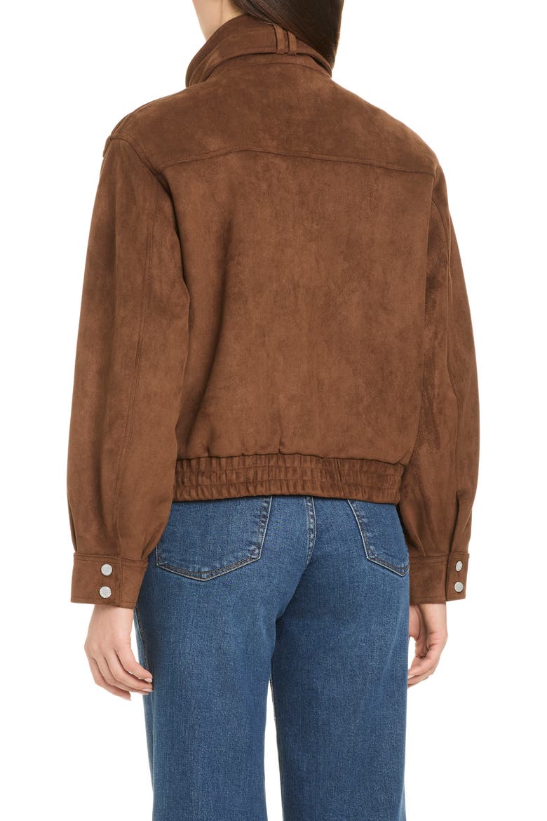 Mia Faux Suede Bomber Jacket, Alternate, color, CARAMEL