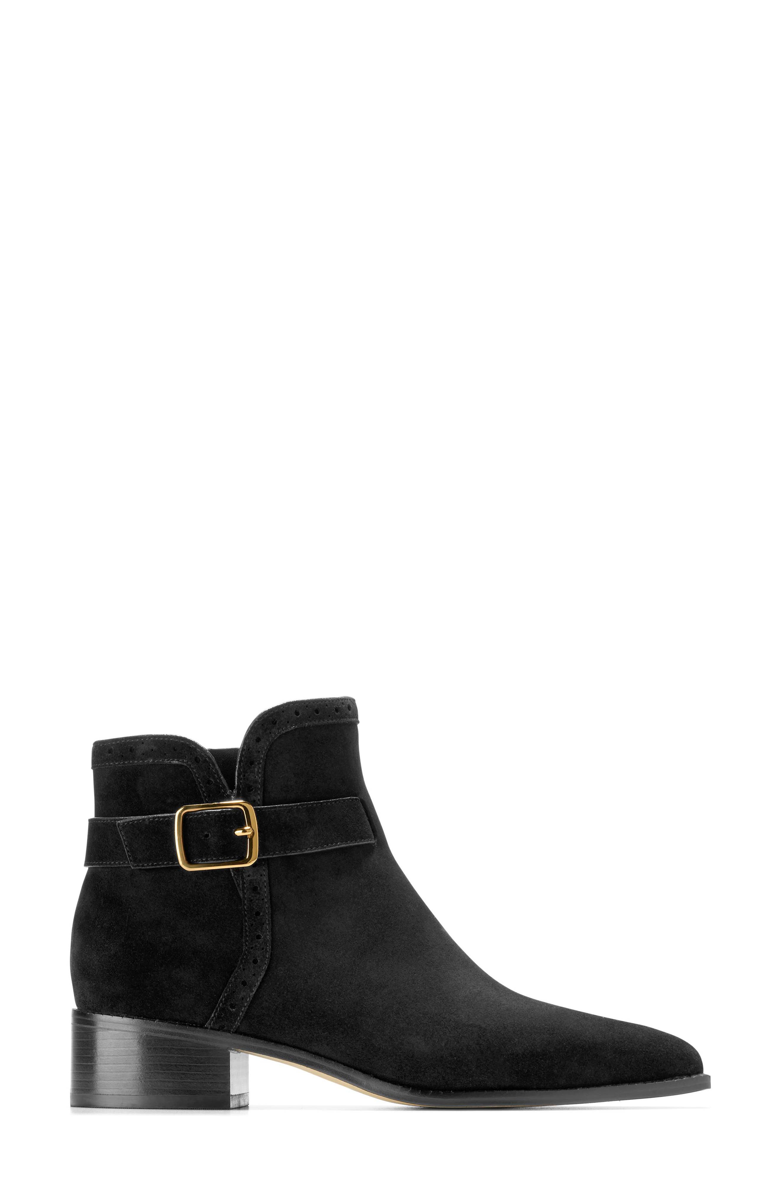 Cole Haan Norella Buckle Bootie, Alternate, color, Black Suede