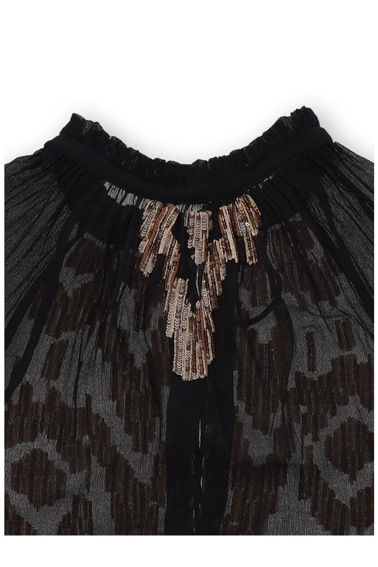Arsia Embroidered Silk Chiffon Kaftan Dress, Alternate, color, BLACK