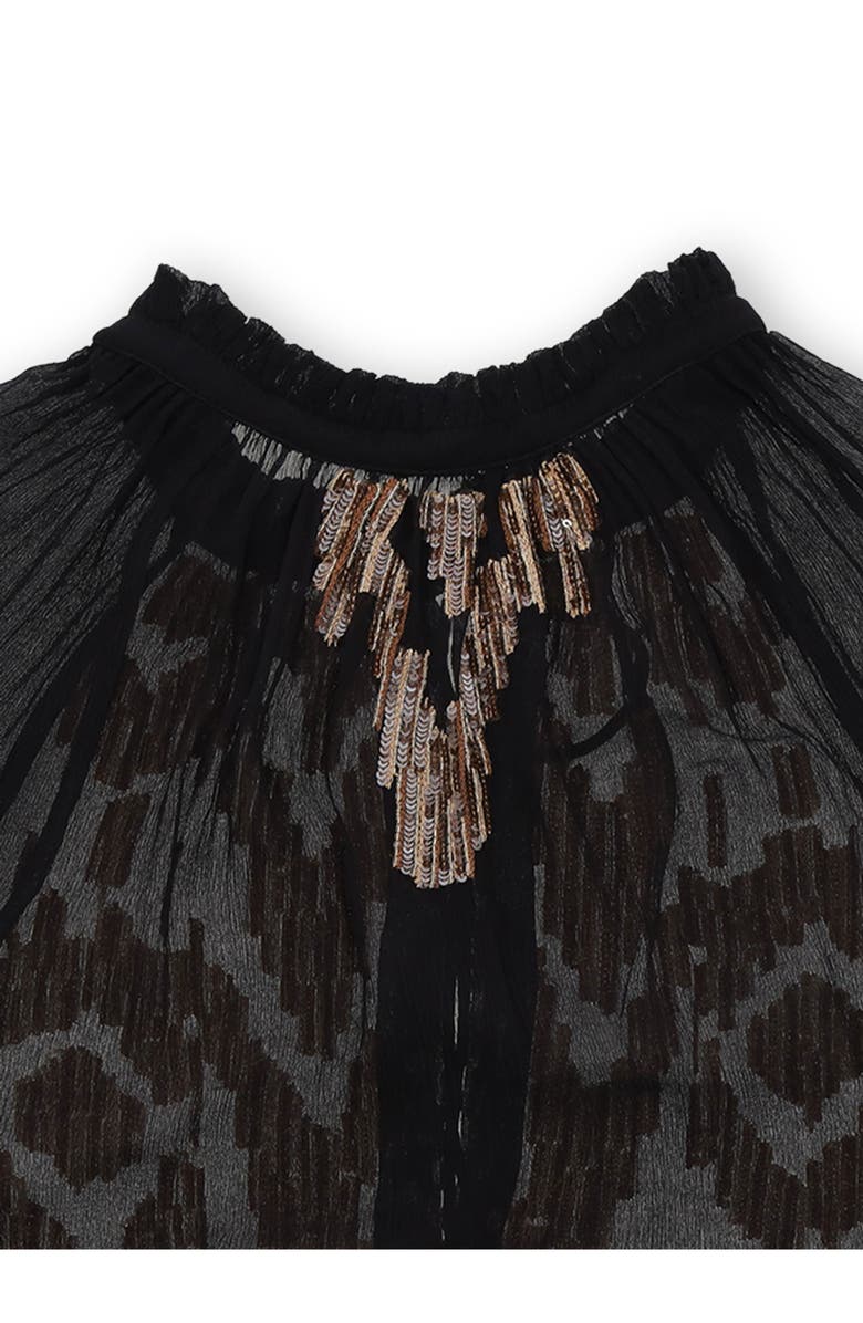 Fortela Arsia Embroidered Silk Chiffon Kaftan Dress, Alternate, color, Black