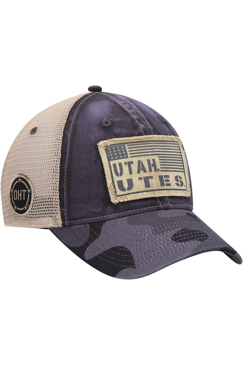 Men's Colosseum Charcoal Utah Utes OHT Military Appreciation United Trucker Snapback Hat, Alternate, color, Charcoal