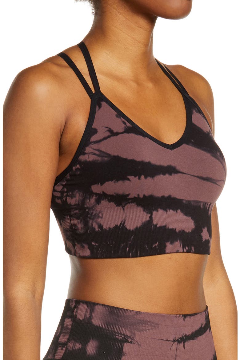Tie Dye Seamless Sports Bra, Alternate, color, BURGUNDY HUCKLE