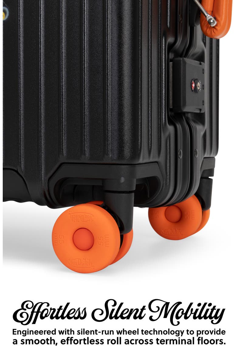 Cross Roads Polycarbonate Carry-on Suitcase with Aluminum Frame, Alternate, color, Black with Orange accents
