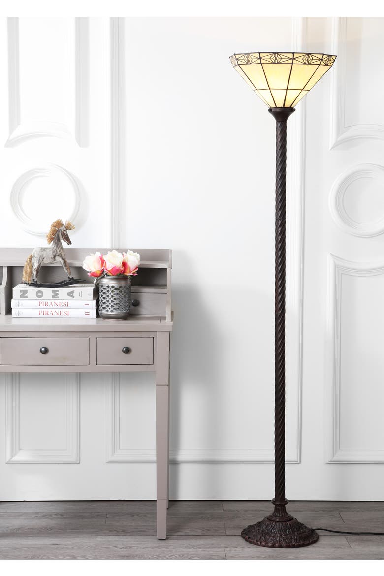 Moore Tiffany-Style 68.57" Torchiere LED Floor Lamp, Bronze, Alternate, color, Bronze