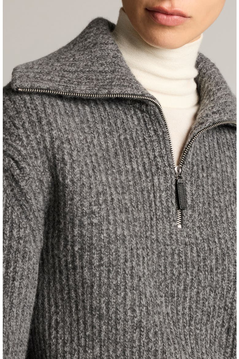 Sailor Collar Half Zip Sweater, Alternate, color, DK H GREY MARL