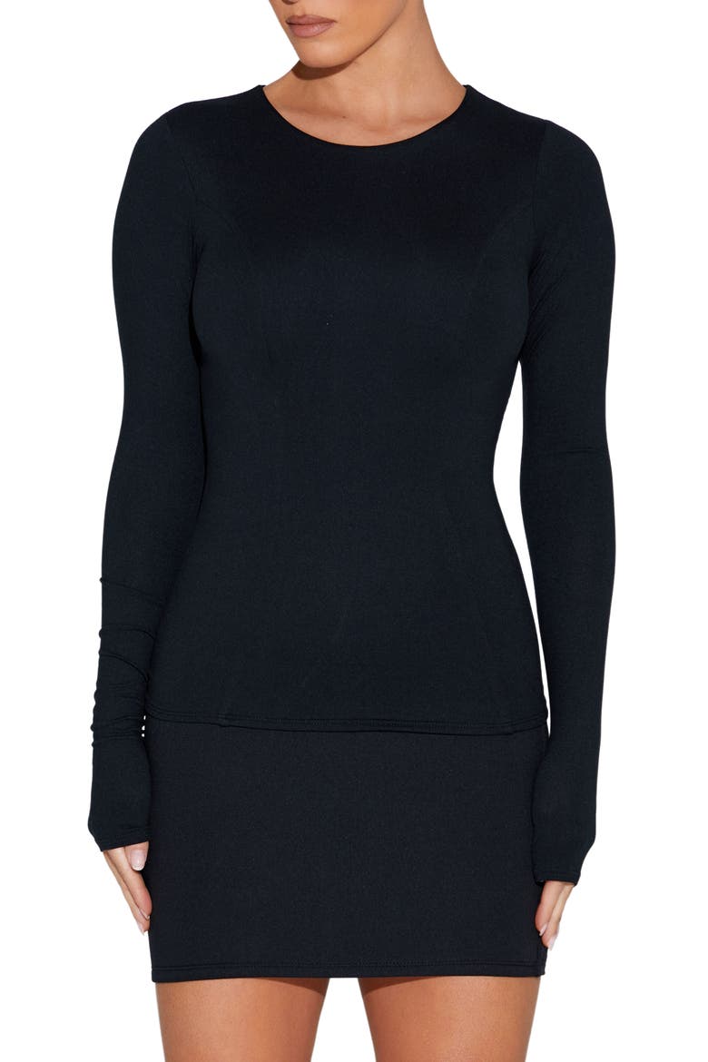 x BARE In the Bare Long Sleeve Top, Main, color, BLACK