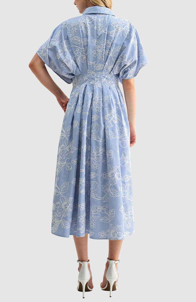 Mila Mae Embroidered Stripe Midi Shirtdress, Alternate, color, Blue White