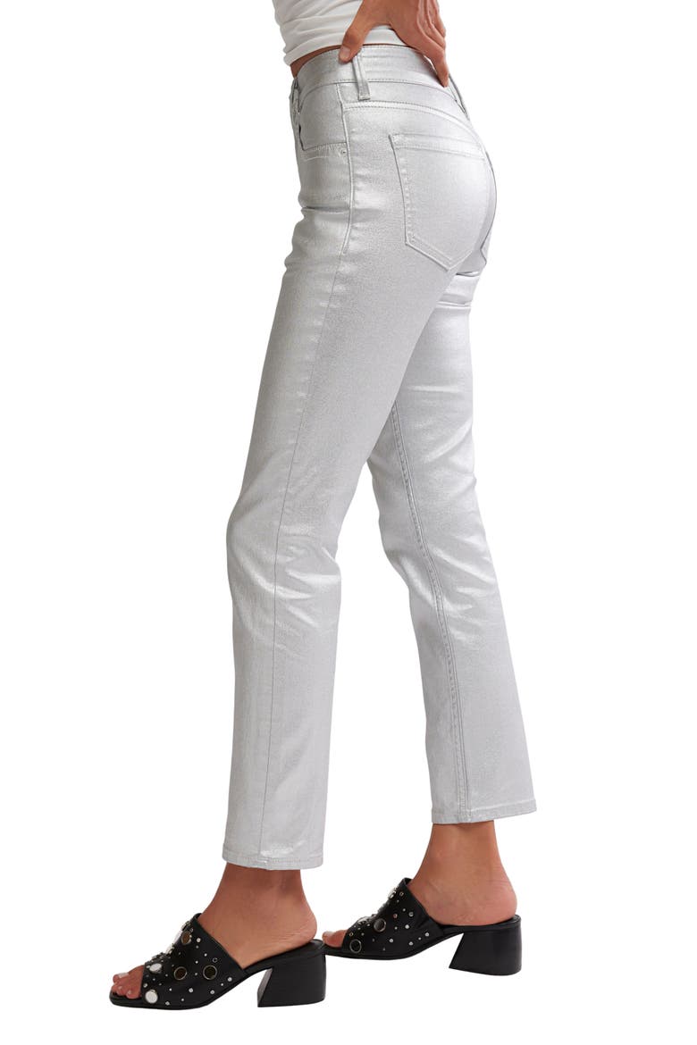 Oracle Metallic Low-Rise Slim Ankle Straight Jeans, Alternate, color, DIVINE