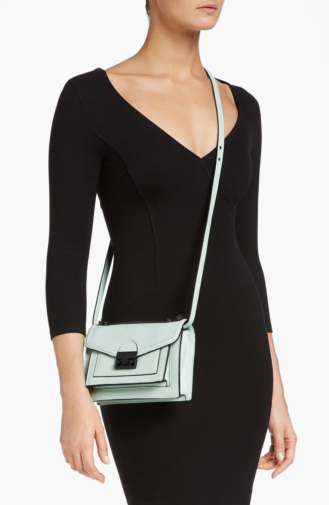 'Rider - Mini' Leather Satchel, Alternate, color, MINT/ BLACK