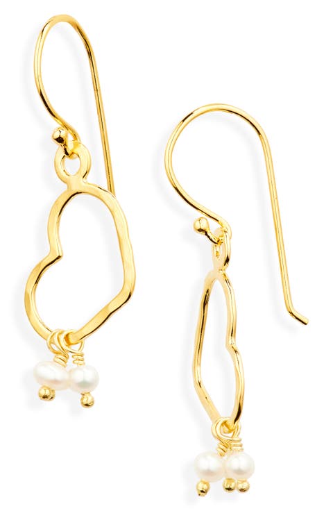 Esther Pearl Heart Drop Earrings