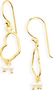 Kiara by Ki-Ele Esther Pearl Heart Drop Earrings
