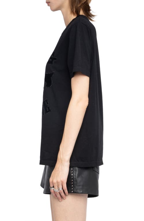 Zadig & Voltaire Edwin Crystal Embellished Flocked Logo T-shirt In Black