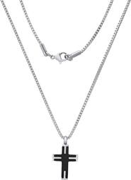HMY JEWELRY Men's Two-Tone Stainless Steel Cross Pendant Necklace