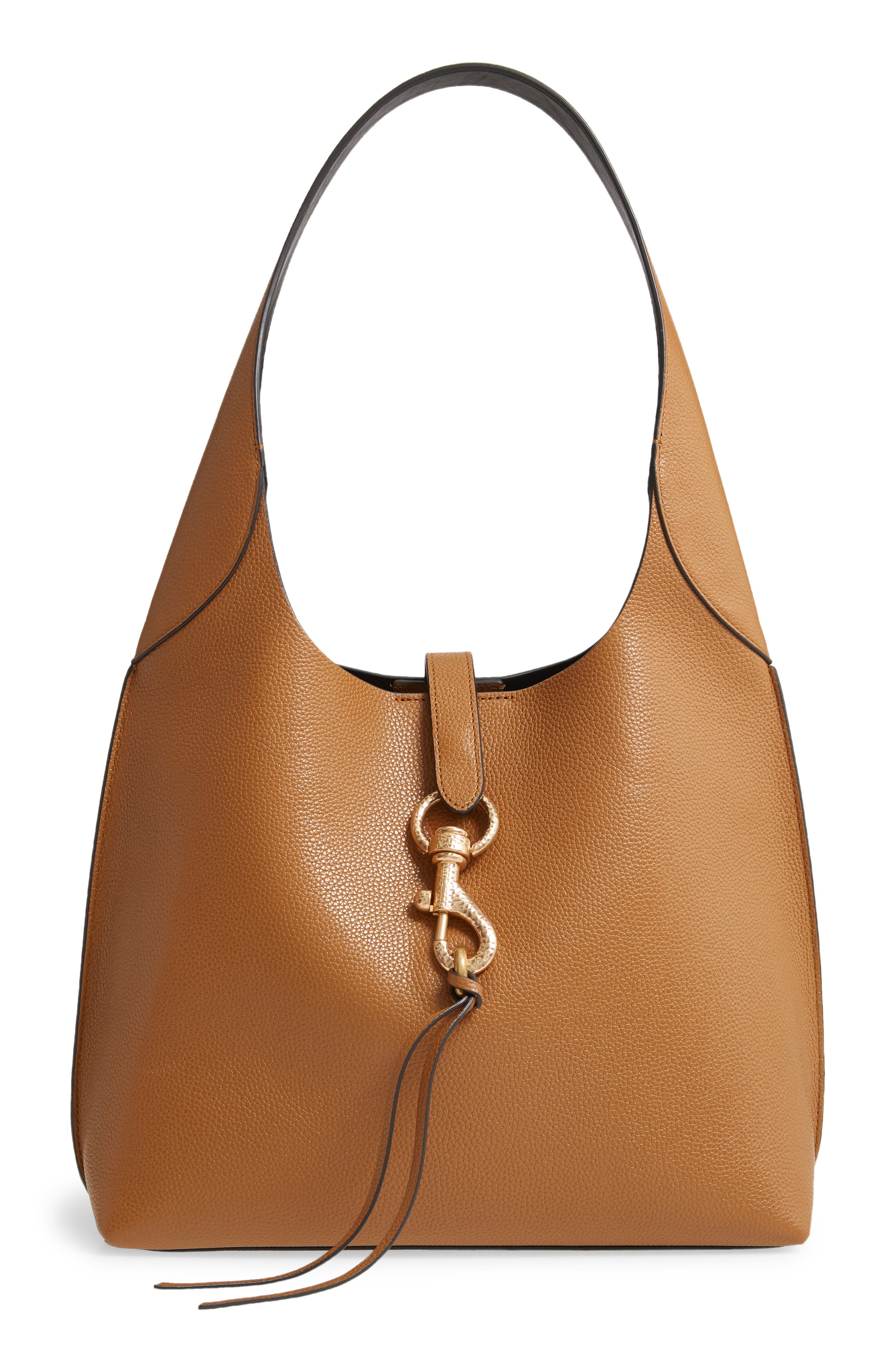 Megan Leather Hobo Bag, Main, color, CARAMELLO