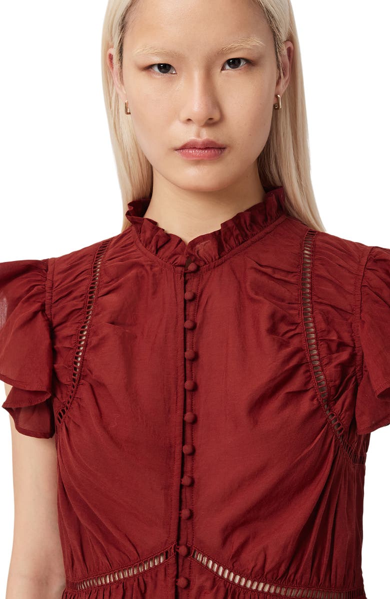 AllSaints Lima Ruffle Top, Alternate, color, Paprika Red