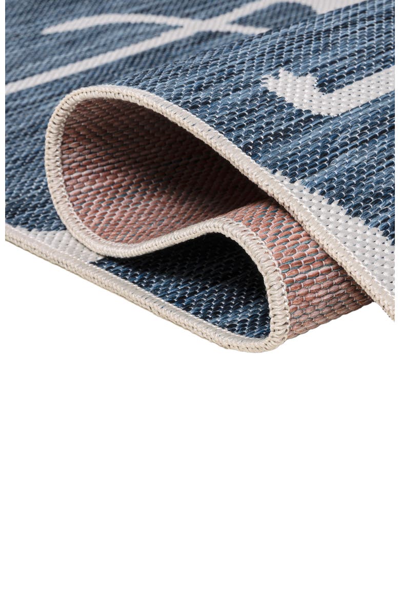 Liana Casual Coastal Flamingos Two-Tone Indoor/Outdoor Area Rug, Alternate, color, Navy/White
