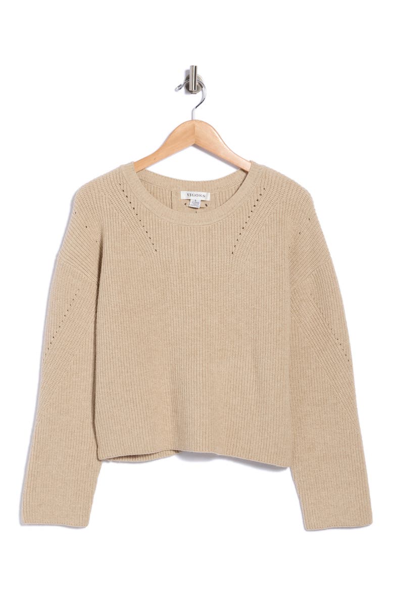 Crisscross Back Crewneck Sweater, Alternate, color, OATMEAL