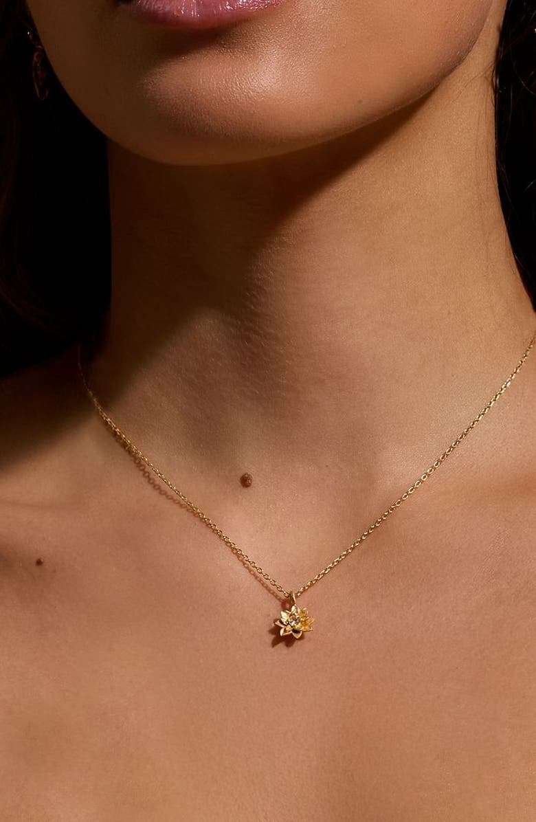 Satya Jewelry Soul Renew Gold Lotus Necklace, Alternate, color, Gold