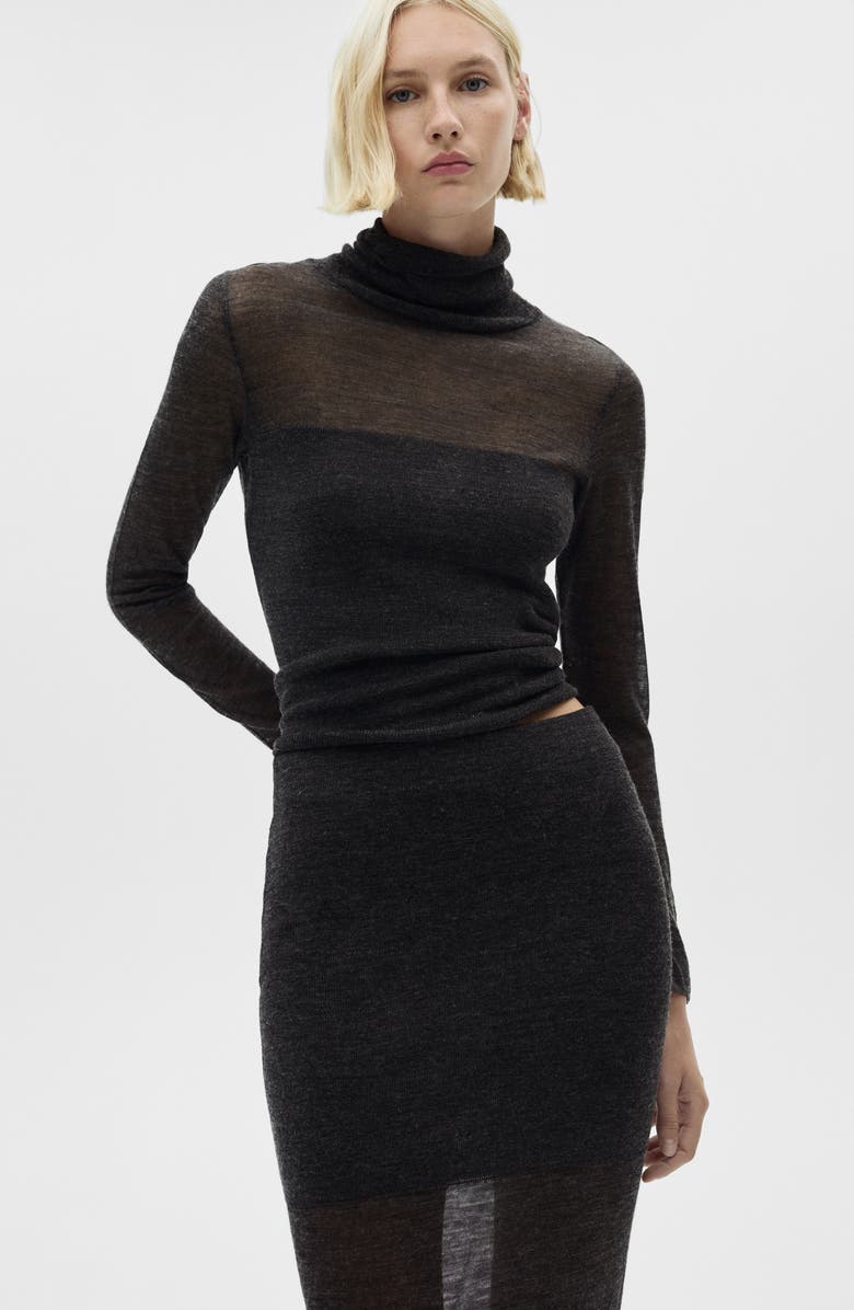 MANGO Semisheer Midi Skirt, Alternate, color, 