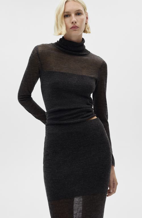 Mango Semi-transparent Knitted Skirt Dark Heather Grey In Dark Heather Grey
