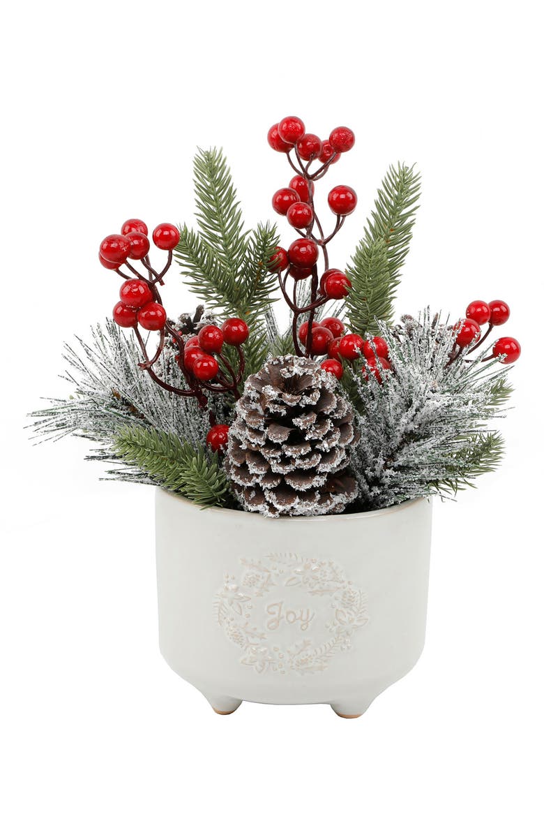 FLORA BUNDA Mix In Joy Christmas Wreath Ceramic Tabletop Decor, Main, color, Ivory