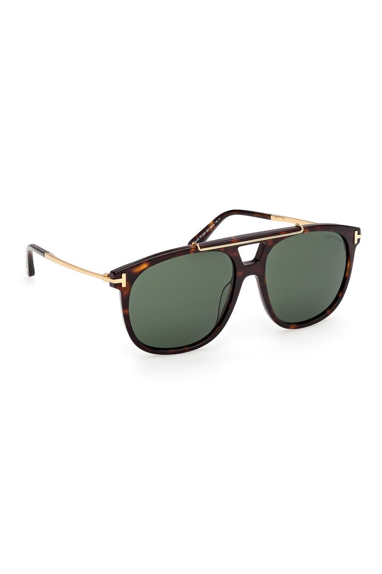 58mm Navigator Sunglasses, Alternate, color, DARK HAVANA / GOLD / GREEN