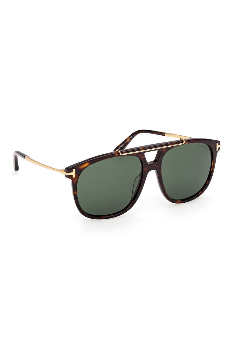 TOM FORD 58mm Navigator Sunglasses, Alternate, color, Dark Havana / Gold / Green