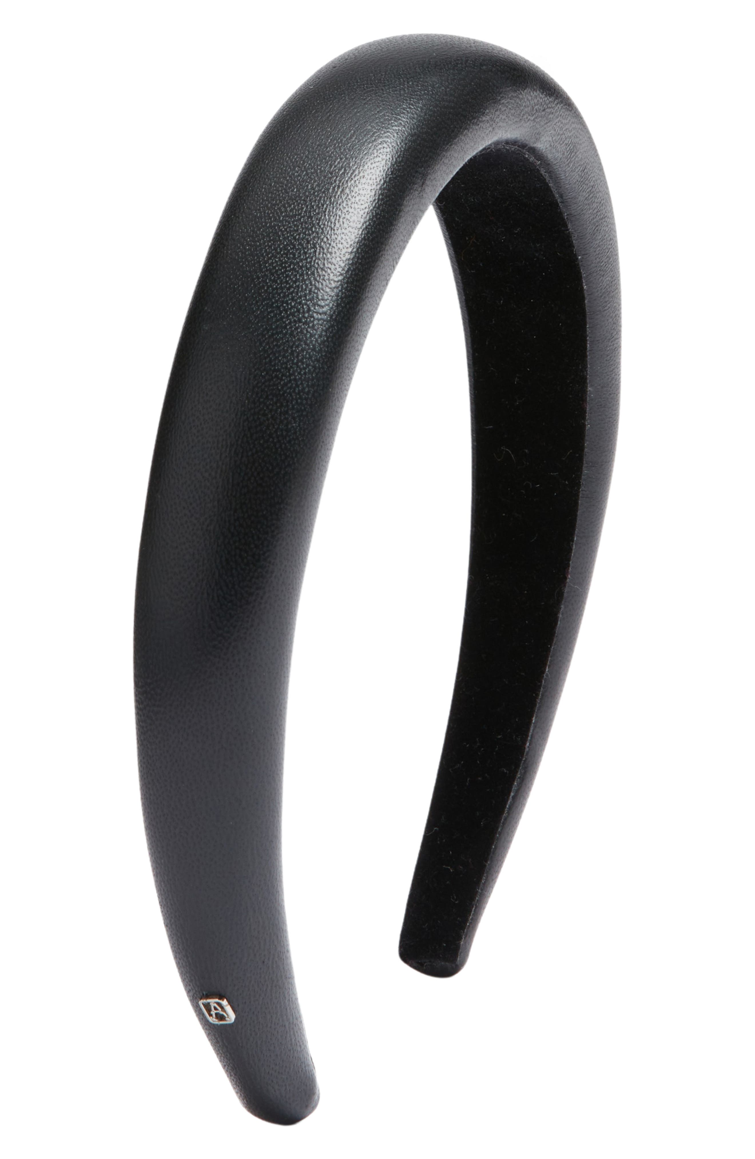 Alexandre de Paris Padded Leather Headband in Black 