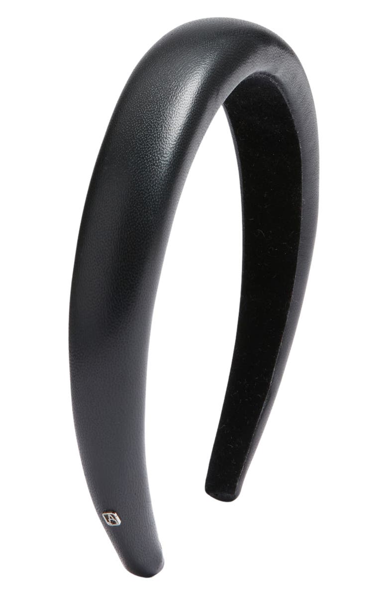 Alexandre de Paris Padded Leather Headband, Main, color, Black