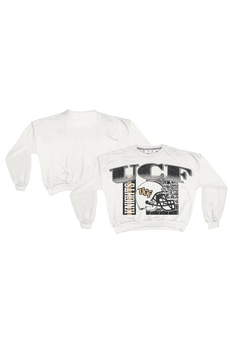 Women's Pressbox White UCF Knights Oversized Janice Retro Waist-Length Sweatshirt, Main, color, White