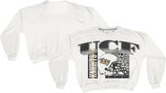 PRESSBOX Women's Pressbox White UCF Knights Oversized Janice Retro Waist-Length Sweatshirt