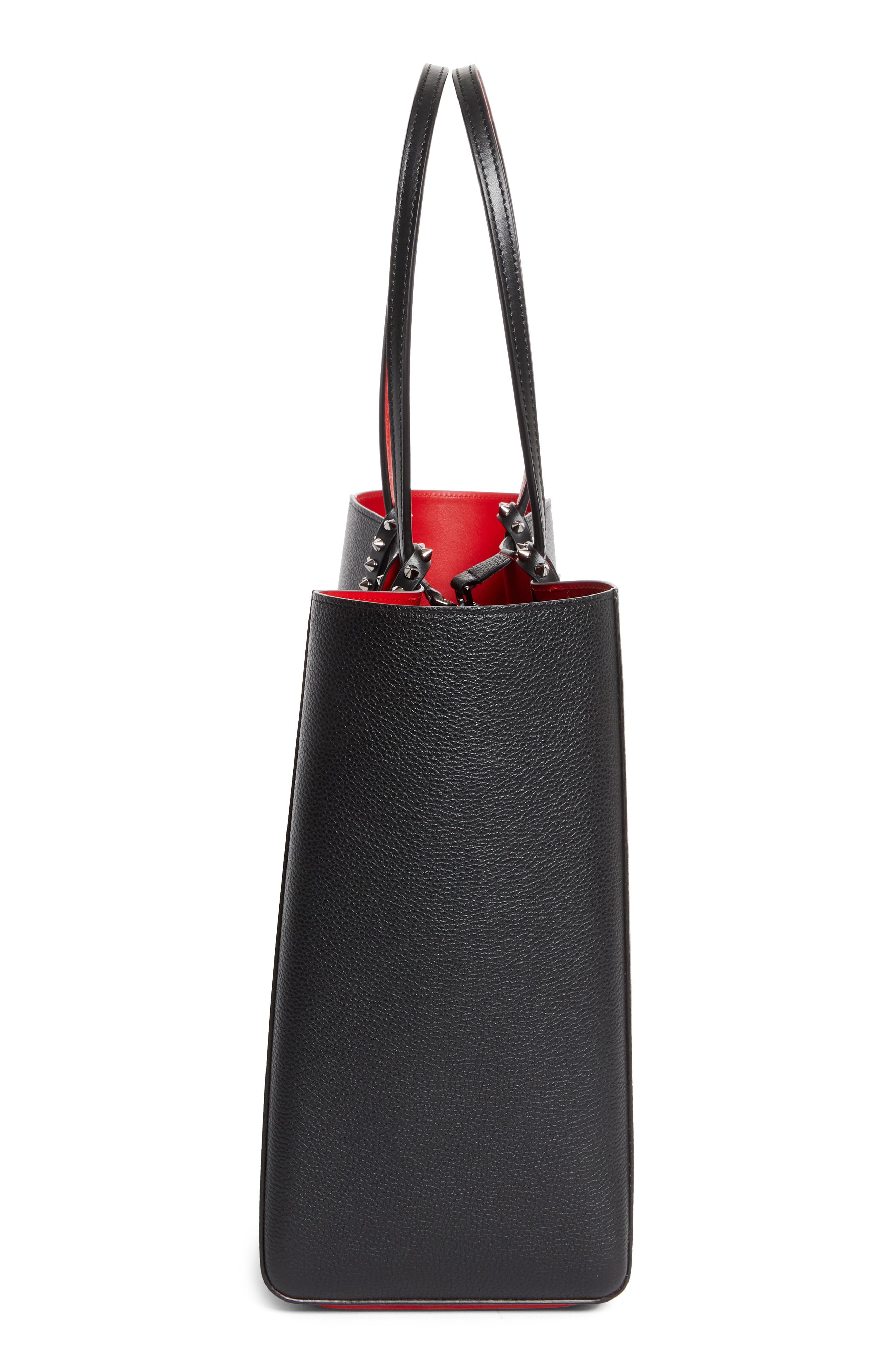 Christian Louboutin Large Cabata Soft Leather Tote Bag, Alternate, color, Black/ Gun Metal