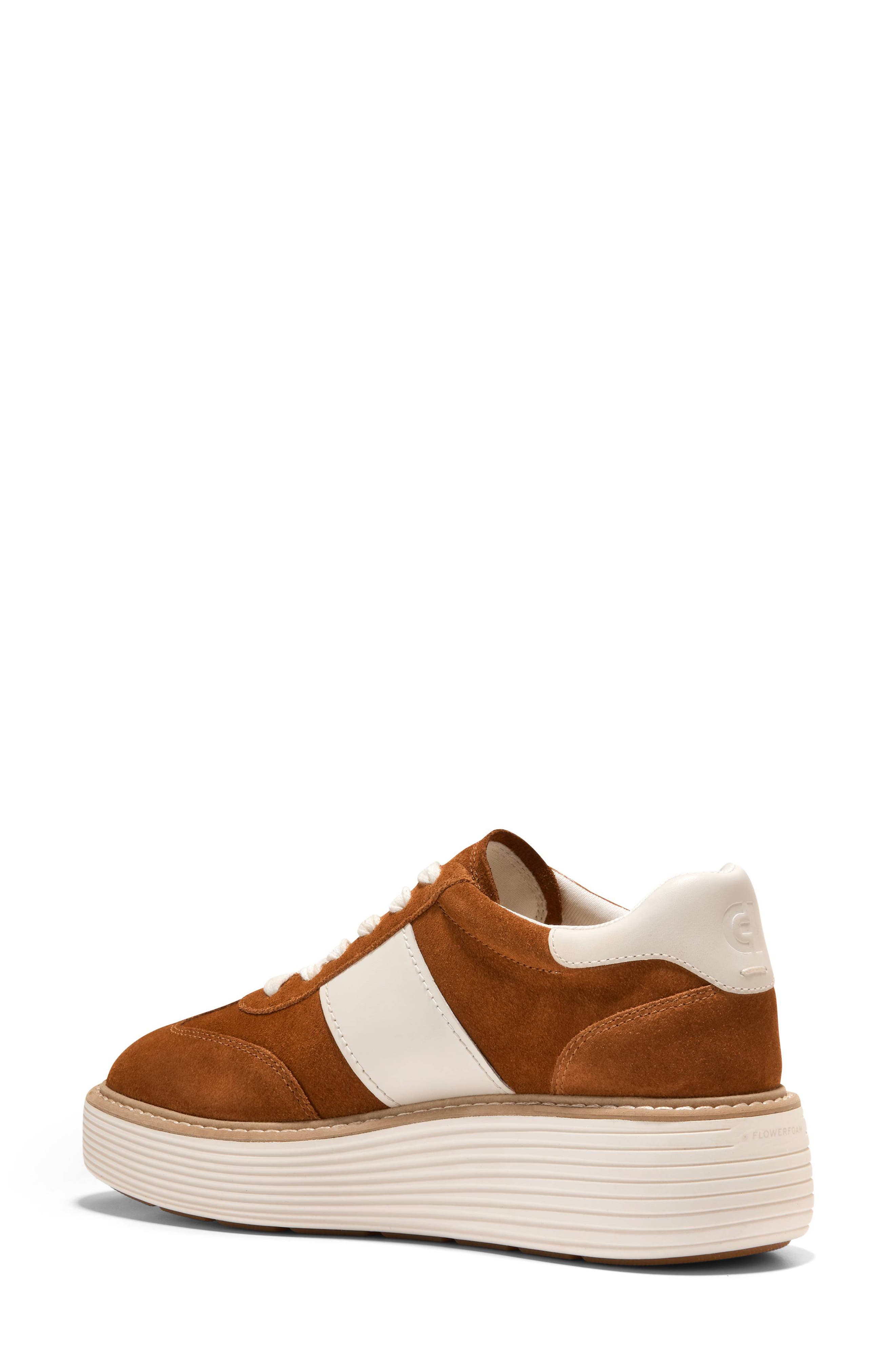 Cole Haan ØriginalGrand Max Platform Sneaker, Alternate, color, Tobacco Suede / Ivory Leather