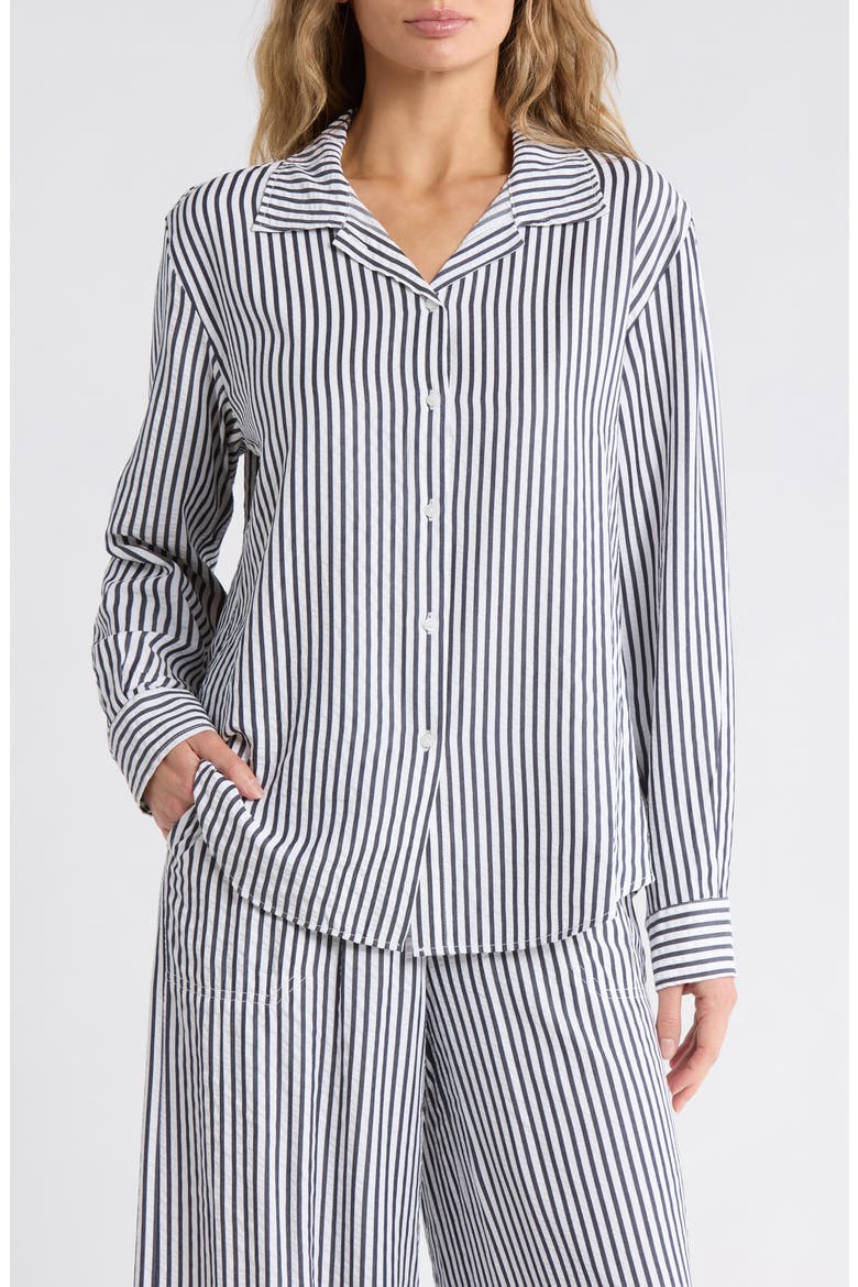 Stripe Seersucker Button-Up Shirt, Main, color, NAVY BLUE/ WHITE