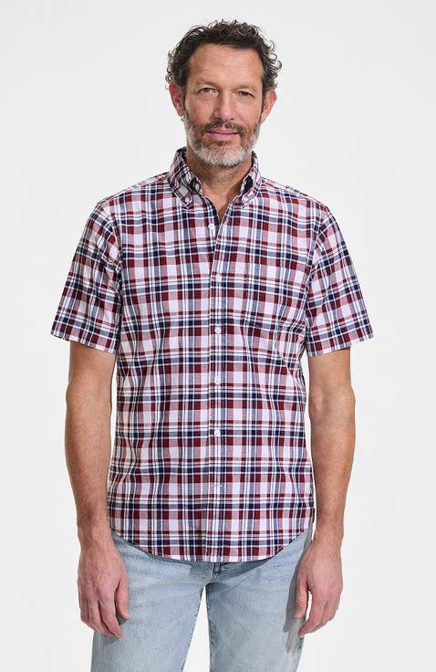 Traditional Fit Short Sleeve Madras Shirt