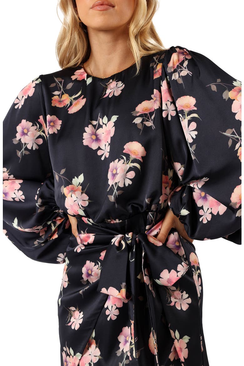Emillia Floral Print Long Sleeve Minidress, Alternate, color, DARK FLORAL