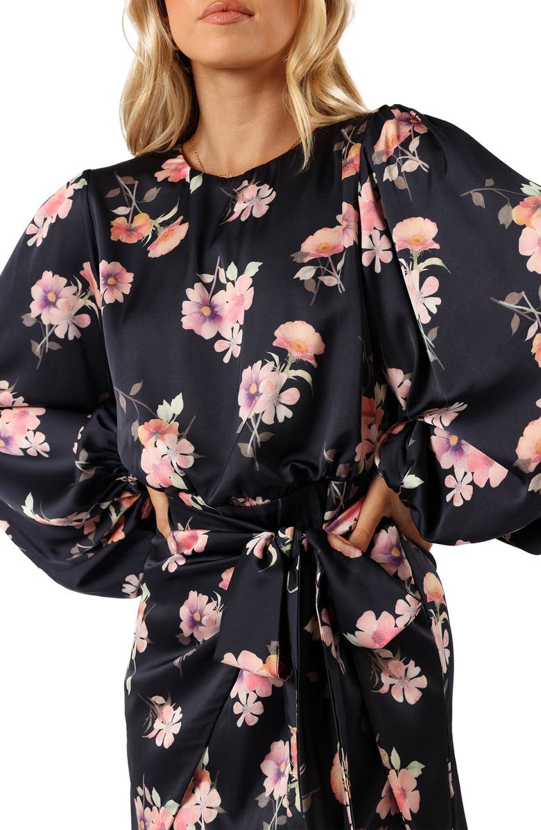 Petal & Pup Emillia Floral Print Long Sleeve Minidress, Alternate, color, Dark Floral