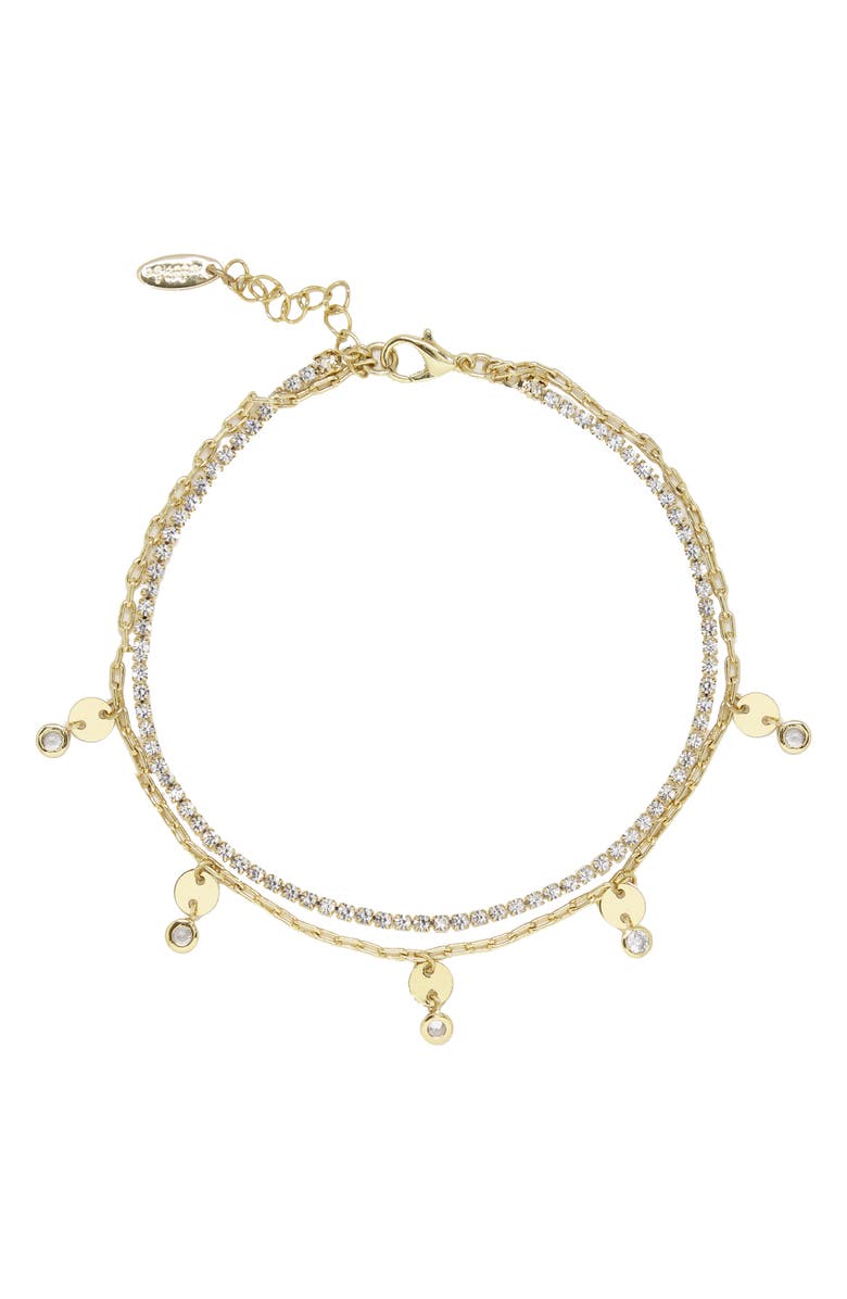 Ettika Crystal Layered Chain Anklet, Main, color,