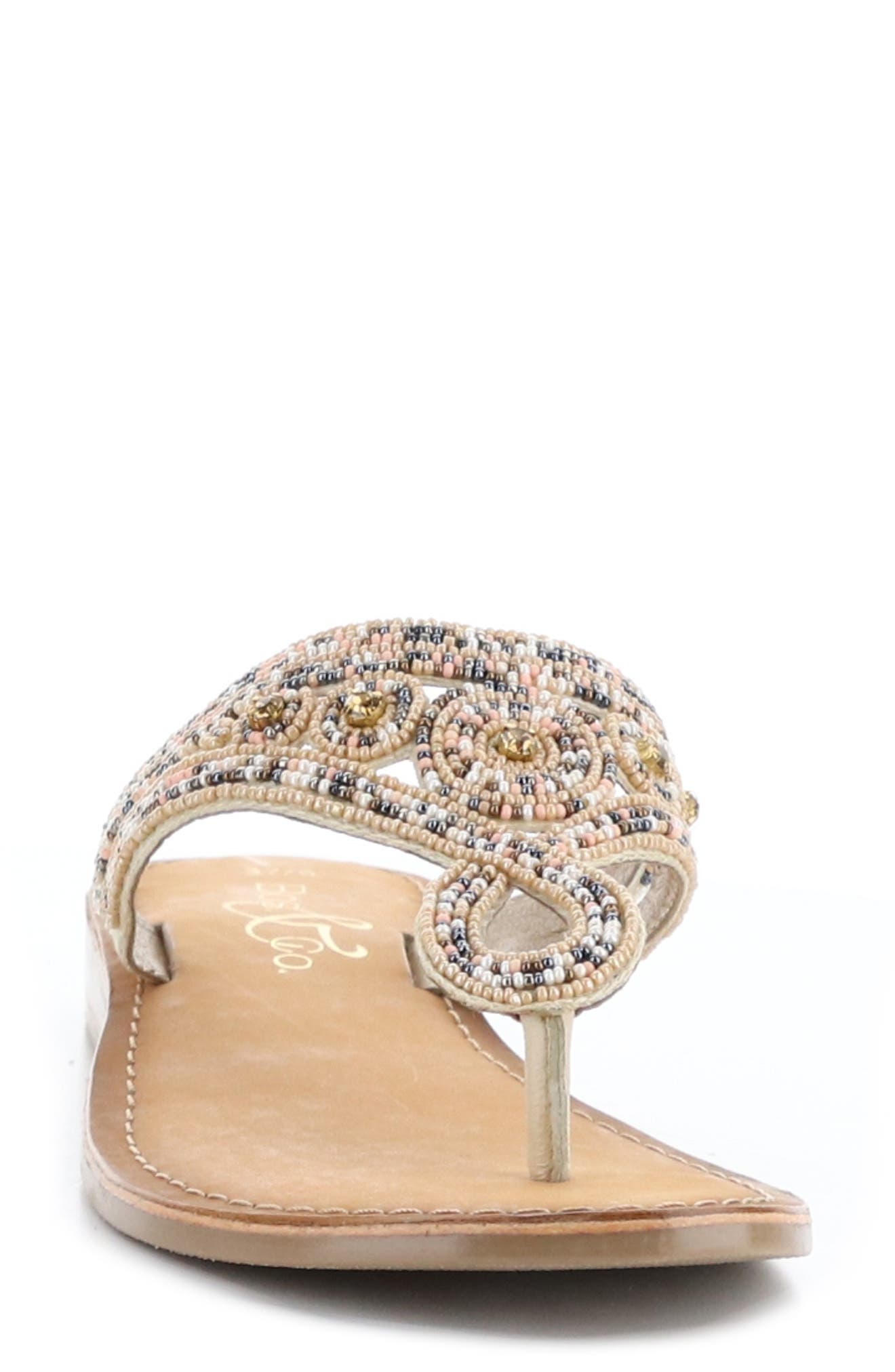 Jilly Beaded Flip-Flop, Alternate, color, NATURAL MULTI LEATHER