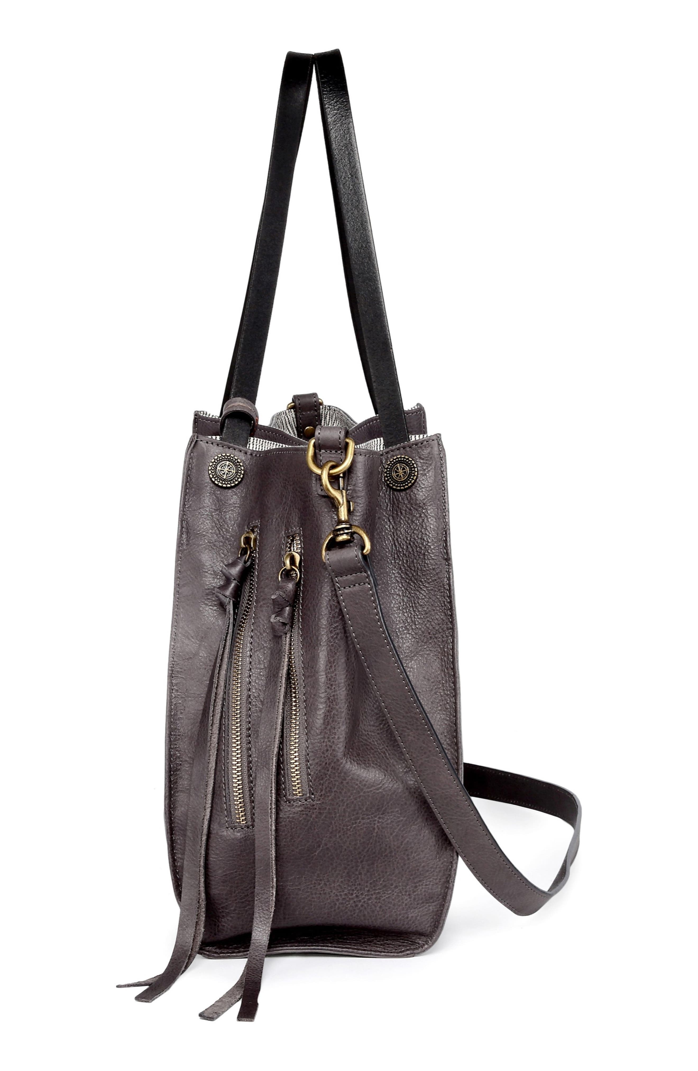 Daisy Leather Tote Bag, Alternate, color, HEATHER GREY