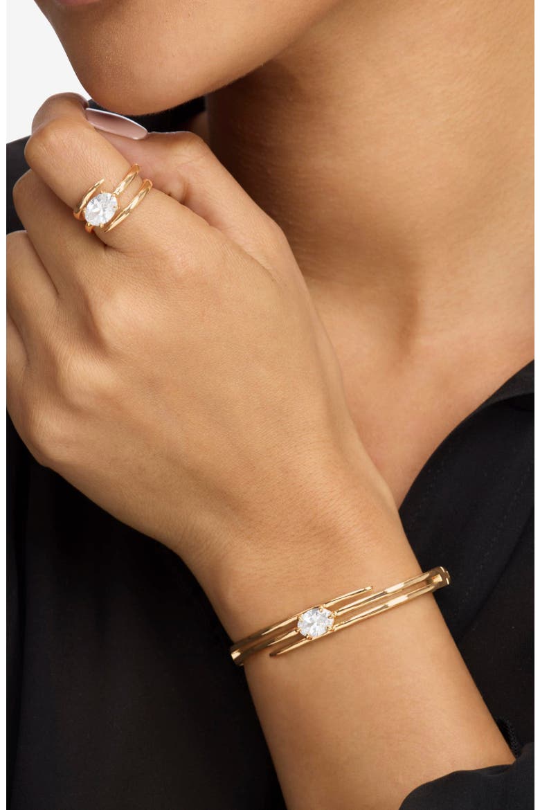 She's on Point Lasso Cuff, Alternate, color, GOLD-WHITE