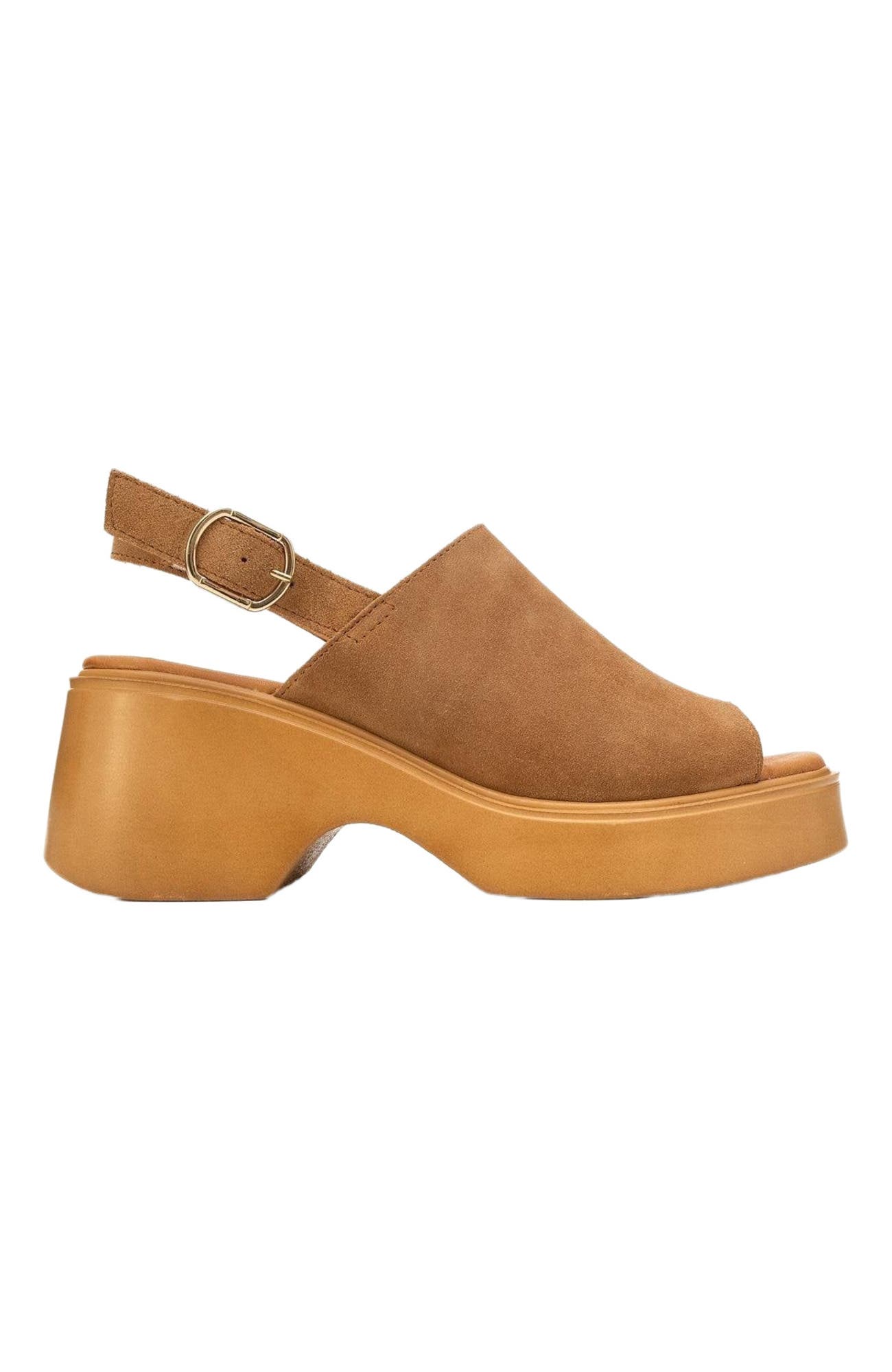 Power Leather Platform Wedge Sandal, Alternate, color, Cognac Brown Suede Leather