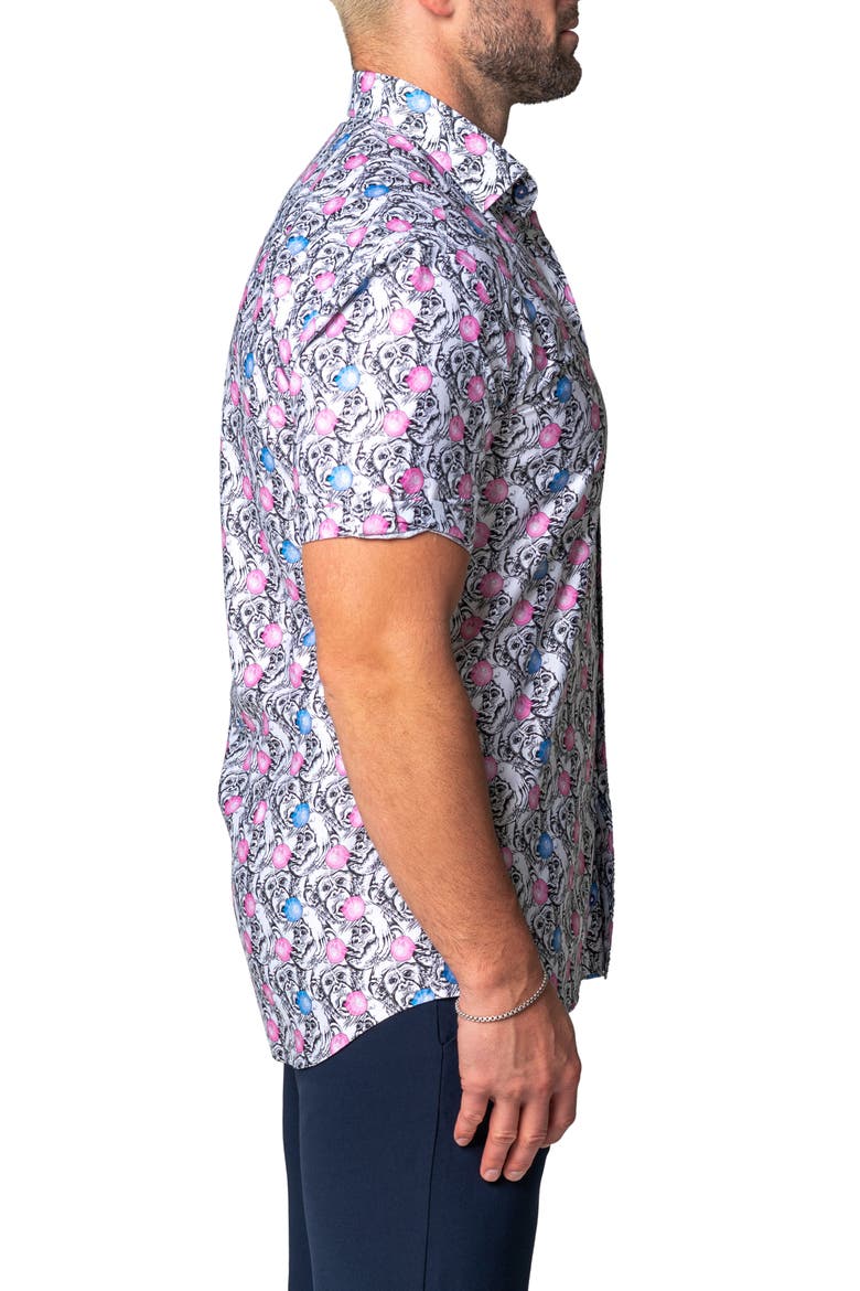 Galileo Monkeygum Short Sleeve Contemporary Fit Button-Up Shirt, Alternate, color, WHITE