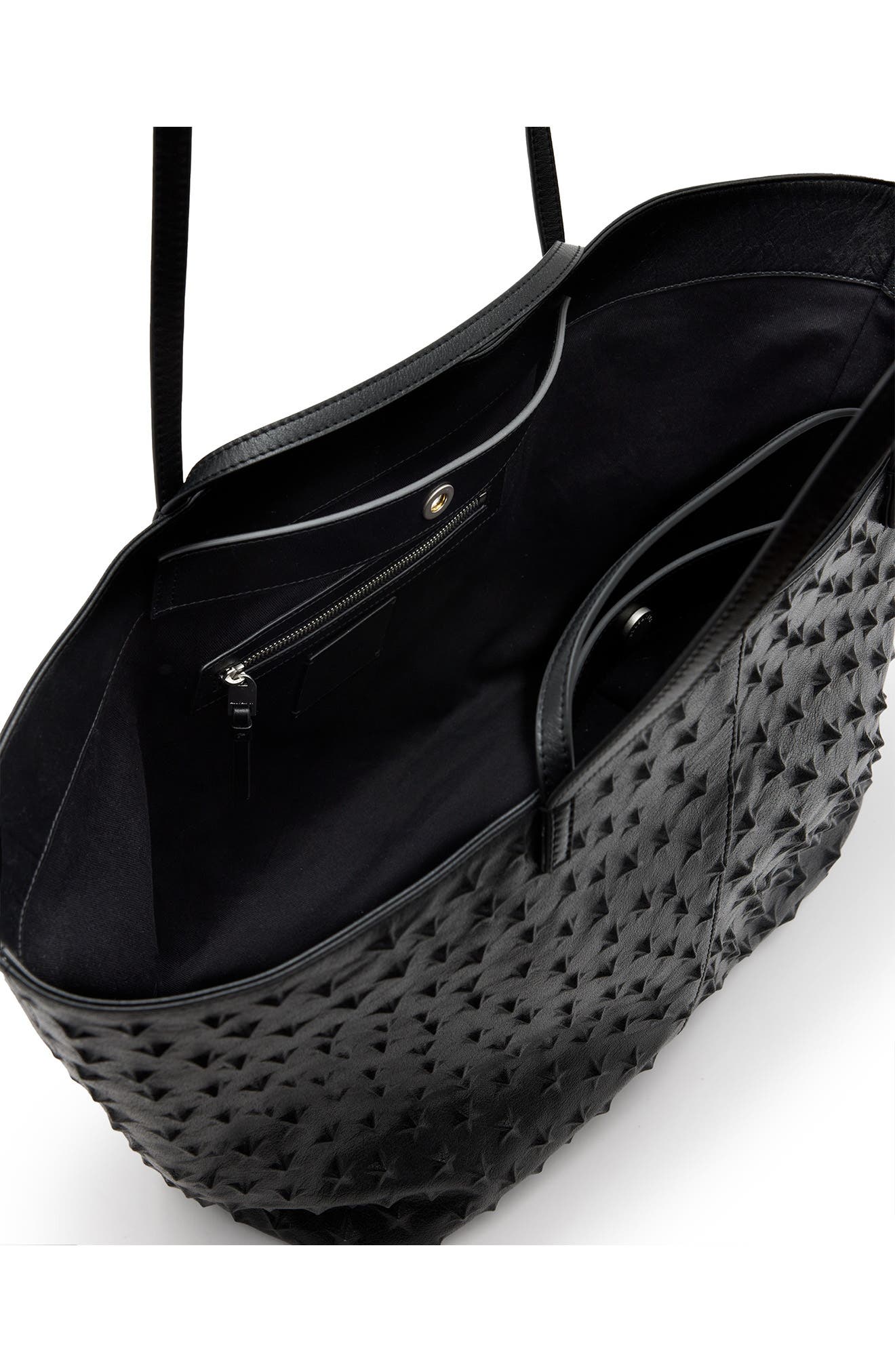 AllSaints Hannah Star Embossed Leather East/West Tote, Alternate, color, 