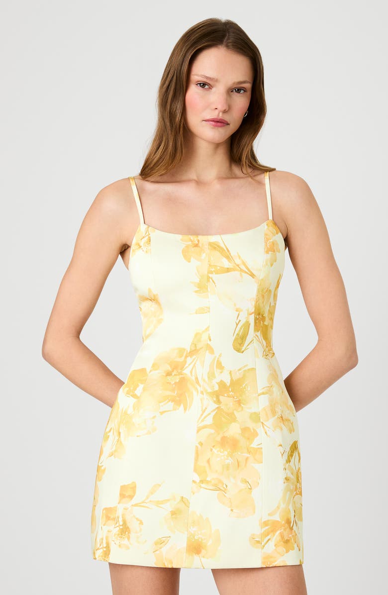French Connection York Sophie Floral Satin Minidress, Alternate, color, Daisy Yellow Sophie Flower