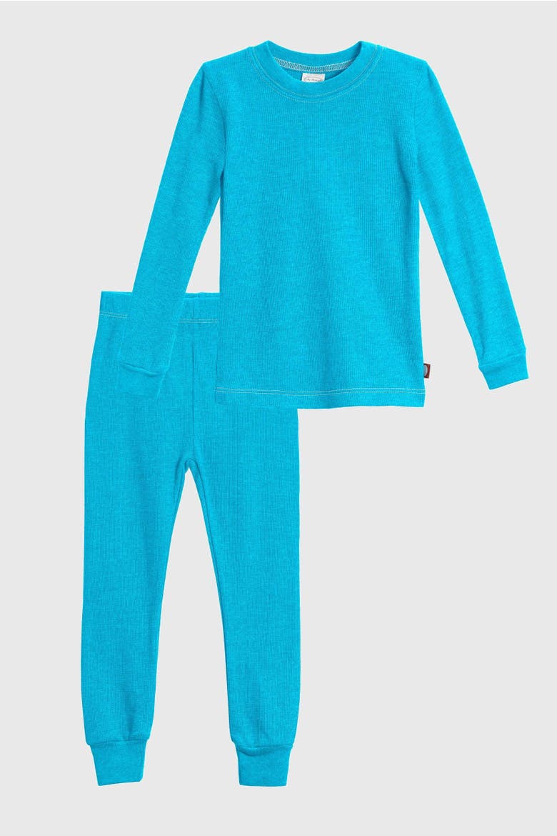 Baby Girls Soft & Cozy Thermal Long Johns 2-Piece Set, Alternate, color, Turquoise