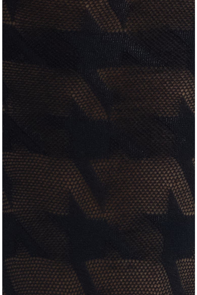 Bold Houndstooth Knee High Tights, Alternate, color, BLACK