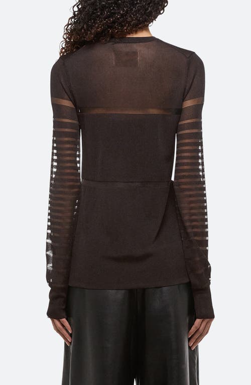 Helmut Lang Burnout Stripe Sheer Top In Black