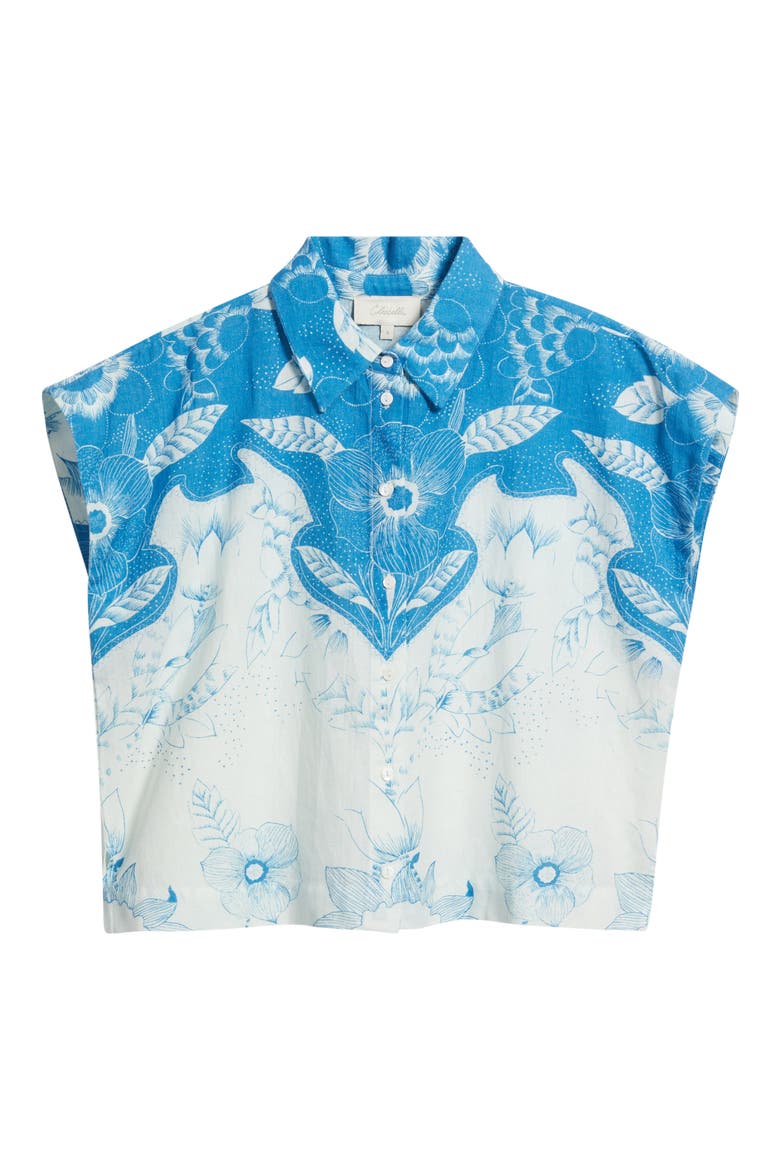 Simone Cotton & Linen Button-Up Shirt, Alternate, color, CELESTIA PRINT